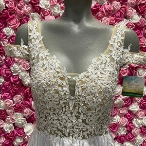 Elegant White Lace Full Length Dress